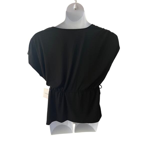 ELLEN TRACY, SIZE L, BLACK, CAP SLEEVE, V NECK, TOP - Picture 2 of 4